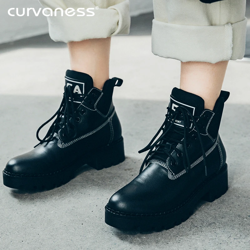 

2019 New Winter Motorcycle Boots Women British Style Ankle Boots Gothic Punk Low Heel Ankle Patchwork Boot Women Shoe Patchwork