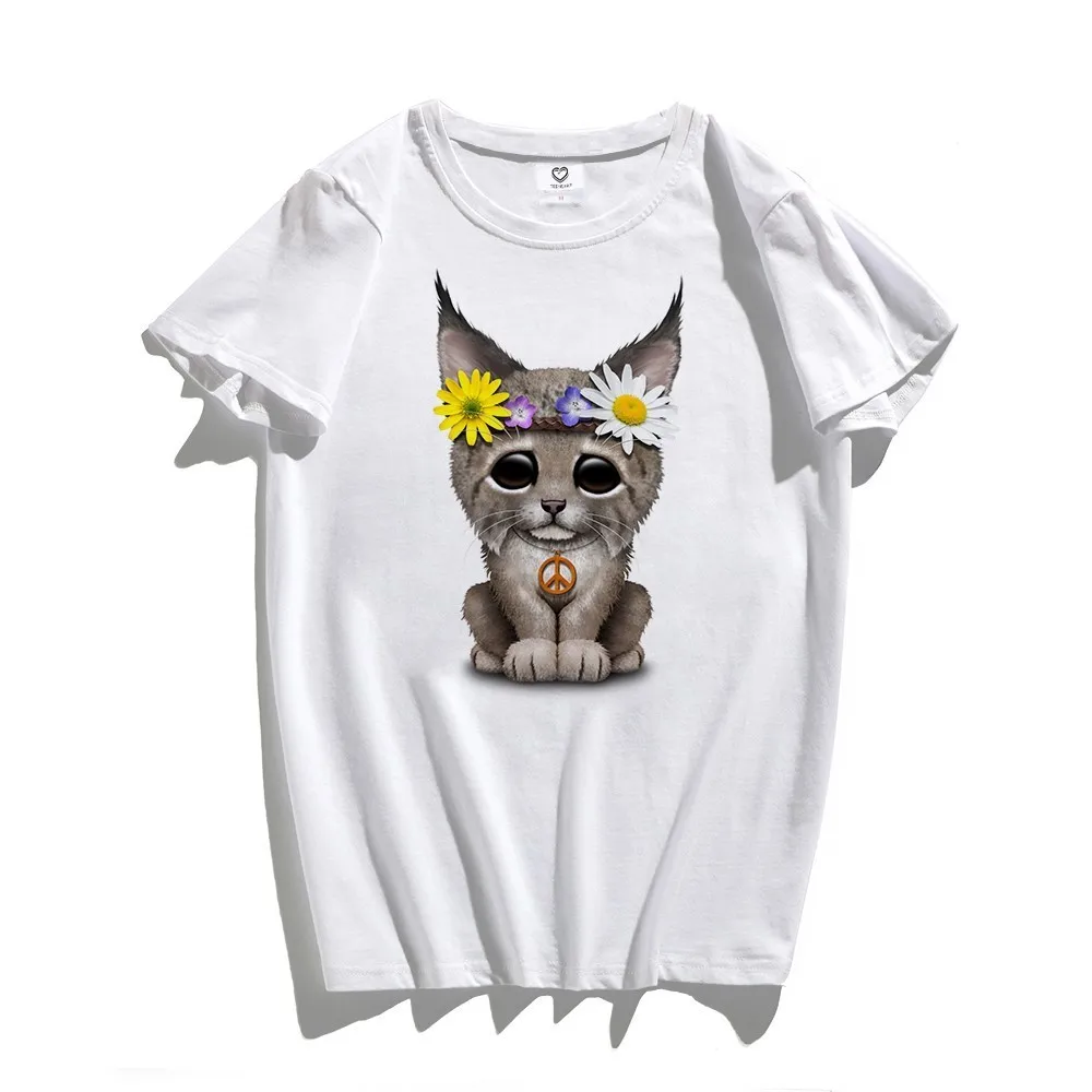 TEEHEART милый хиппи Рысь Cub Cat Up and Beyond животный дизайн Мужская новинка футболка