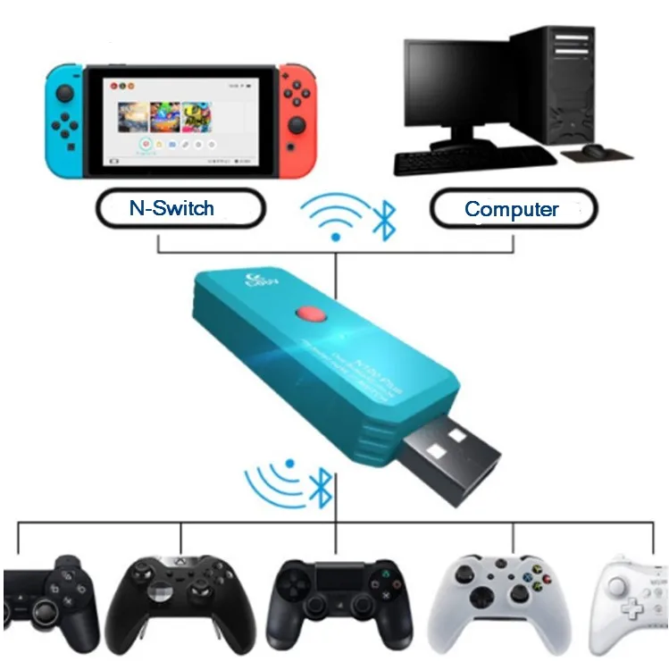 N100 плюс двойной беспроводной адаптер Bluetooth для nintendo Switch/Xbox One S/PS4/X1/Wiiu/360 контроллер