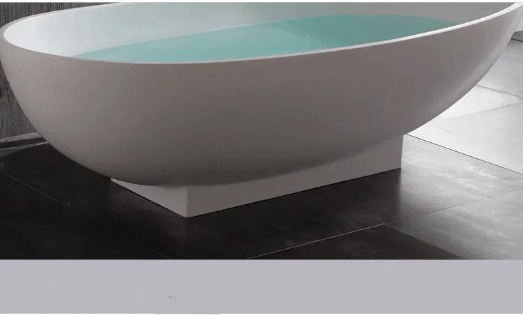 1800X820X540mm Solid Surface Stone Acrylic Bathtub Freestanding Floor Mounted Integrated Corian Tub WD005