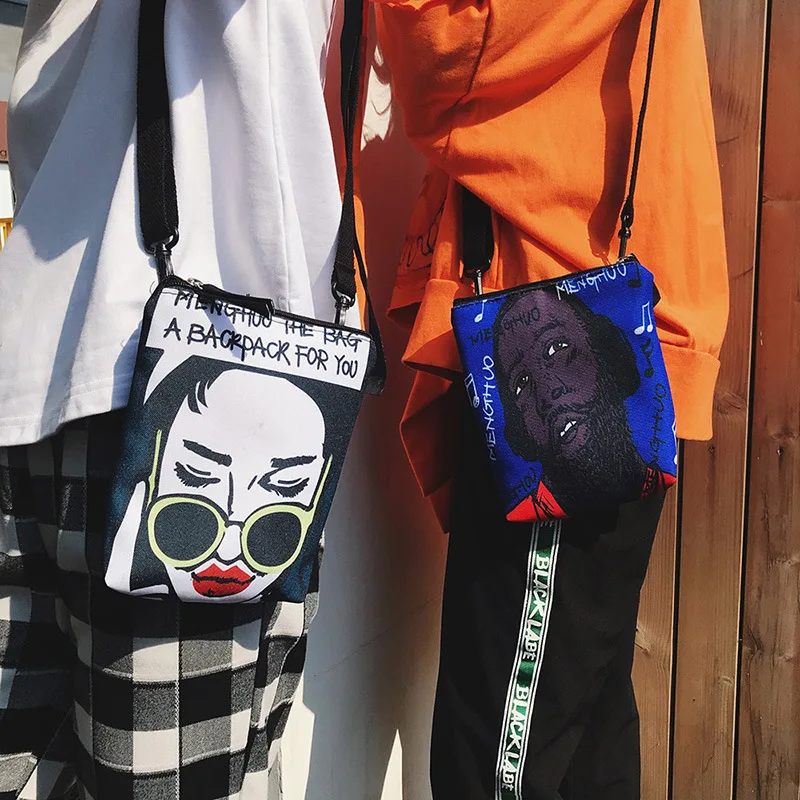 SWYIVY Canvas Cross Body Bag Graffiti Punk Style Party Bag 2018 New Arrived Female Casual Crossbody Handbags Massage Bags