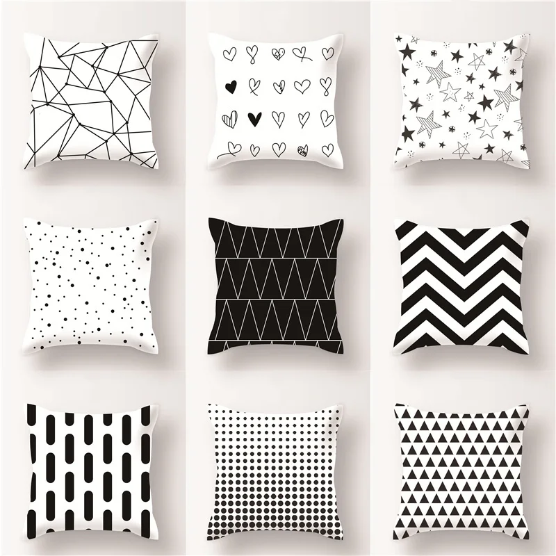 

Pillow Case Cover Geometric Plaid Black White Home Pillowcase Throw Dawegama New Desgin