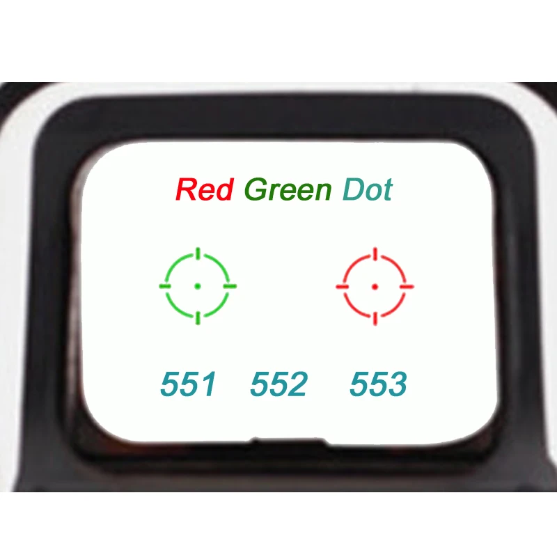 Riflescope com 20mm de Montagem para Airsoft Preto Vermelho Verde Ponto Holográfico Caça Mira Reflexo Arma 551 552 553 2 High Quality Esporte e Lazer