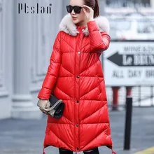 Ptslan 2016 Women’s Genuine Leather Jacket Zipper Closure Real Lambskin Down Coat