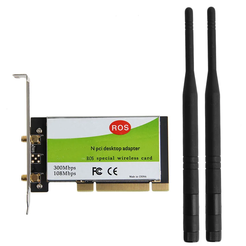 

AR9223 PCI 300M 802.11b/g/n Wireless WiFi Card for Desktop Laptop 6DB Antenna