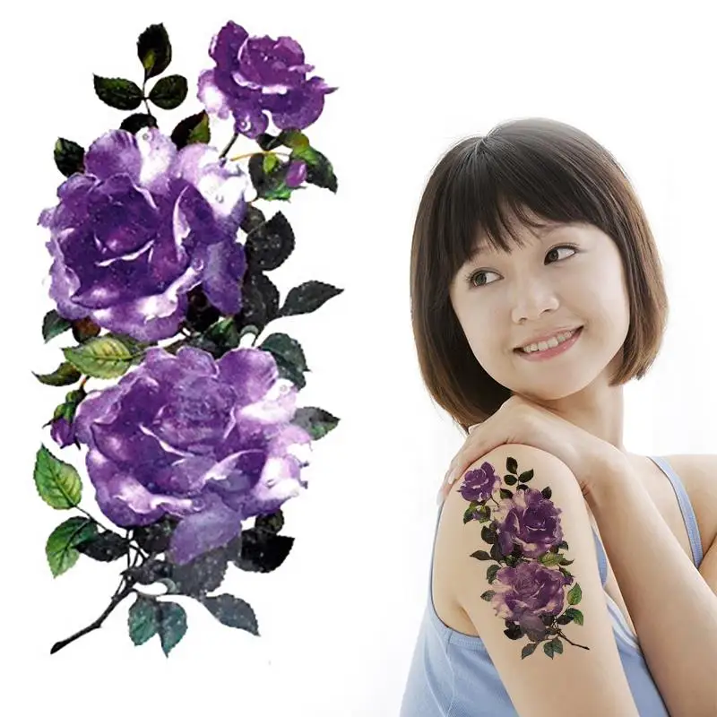 Rose Peony Flower Girls Tatuaggi Temporanei Per Le Donne - Foto 5