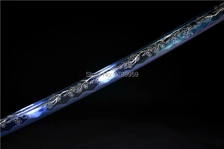 Blue 1090 Carbon Steel Sharp Japanese Samurai Sword Katana Full Tang Home Decoration Collection Real Asian Knife Saber