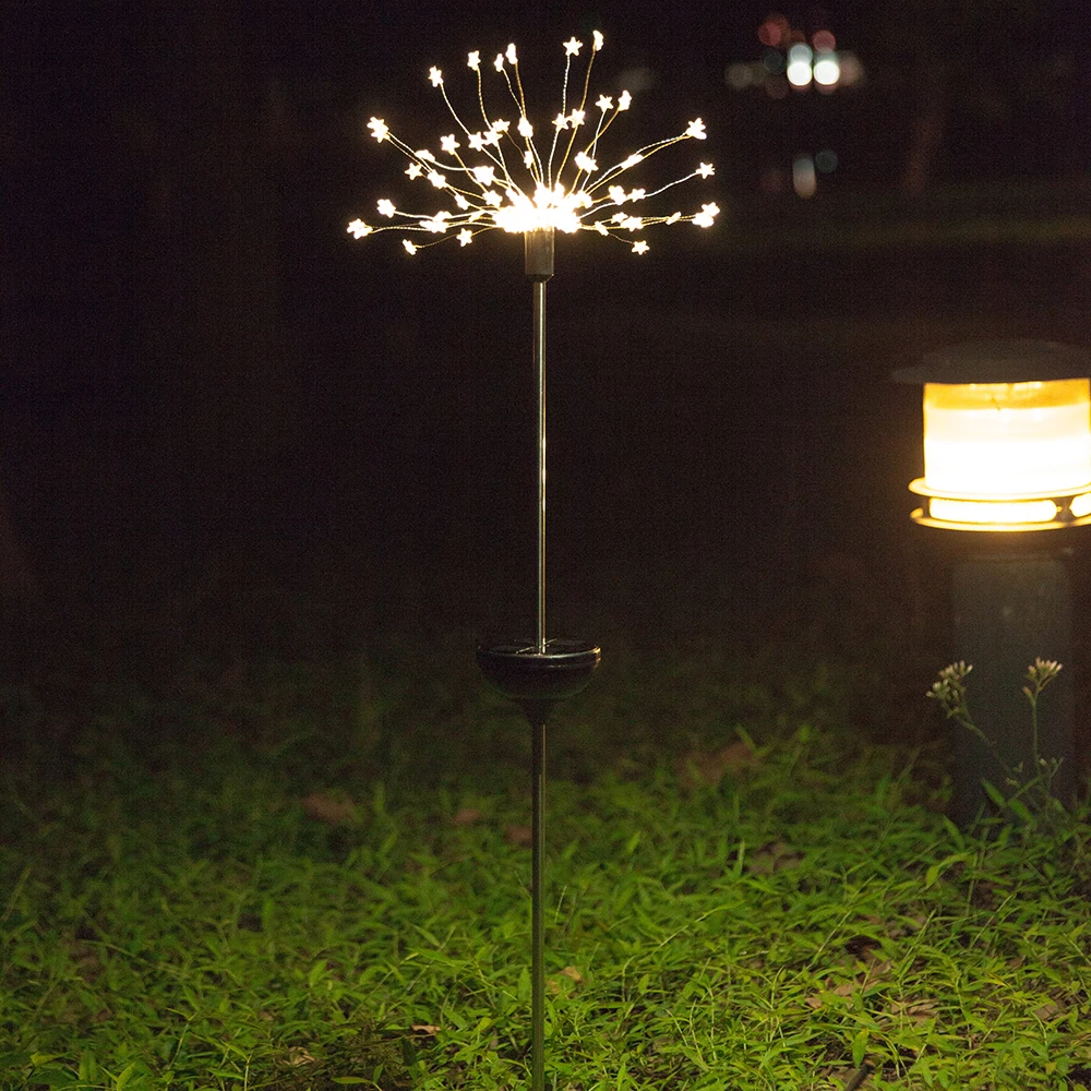 Солнечный 90 светодиодный s Starburst фейерверк светодиодный светильник-гирлянда снежинки/звезда в форме медной проволоки сказочная Гирлянда для рождества на открытом воздухе