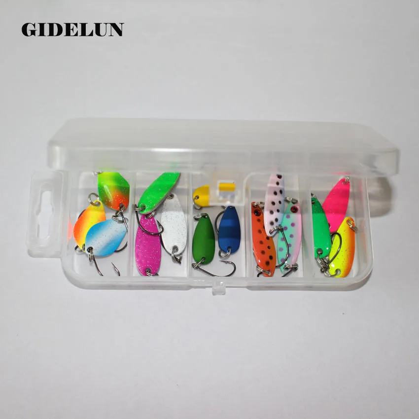 Hot Sale 15pcs Spoon Lure 1pcs Fishing Box Swimbait Artificial Metal