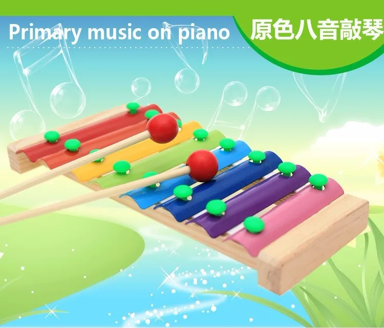 Розничная, детские 8 нот, деревянные ксилофон, музыкальные игрушки, ксилофон, музыкальный инструмент Juguetes