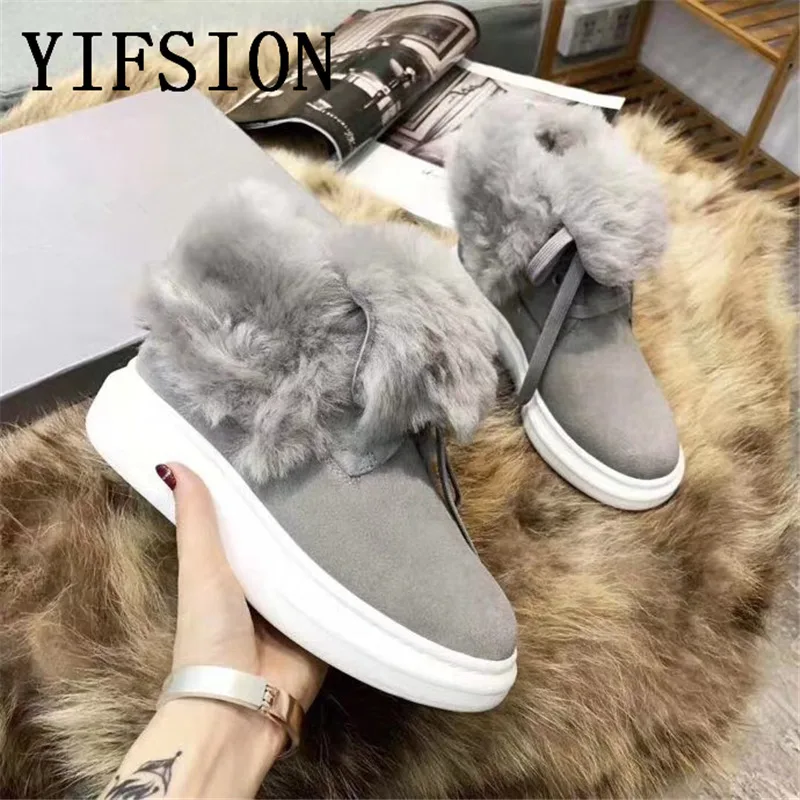 

OLOME New Black Pink Genuine Leather Women Warm Boots Round Toe Cross Tied Women Autumn Winter Ankle Flat Boots Shoes Woman