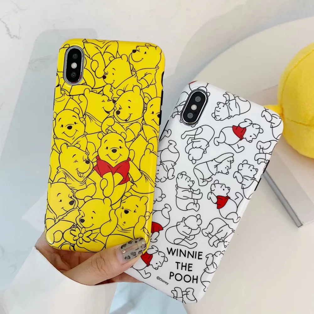 

maosenguoji funny bear cute cartoon winne the pooh fashion Couple Mobile Phone Case for iphone 6 6s 6plus 7 8 plus X XR XS MAX