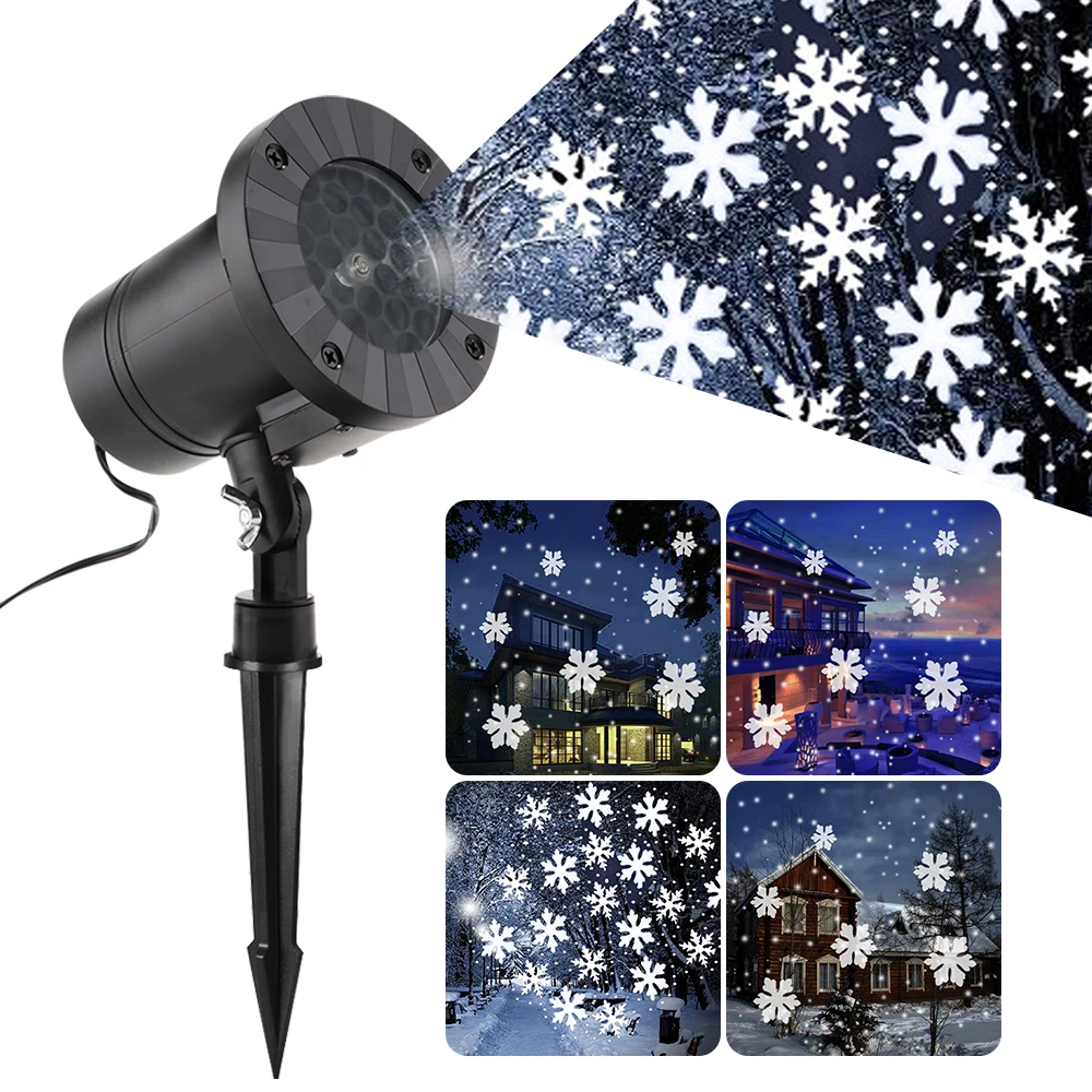 

Christmas Snowflakes LED Laser Light Mini Snowfall Projector Snow Falling Outdoor Waterproof Xmas New Year Party Decor Lamps