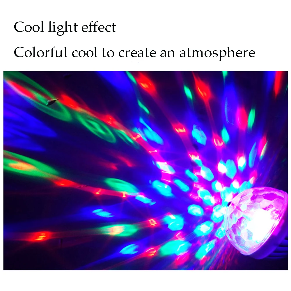 

E27 RGB Crystal Magic Ball Auto Rotating disco light Control Moving Head DJ Disco Party Light Stage Lighting Effect Bulb Lamp