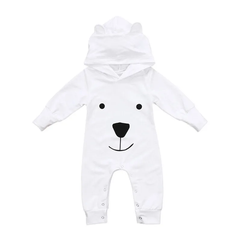 

Baby Bear Print Romper Baby girl boy Hooded Jumpsuit Newborn Boy Cotton Long Sleeve Cotton Romper Autumn Spring Xmas