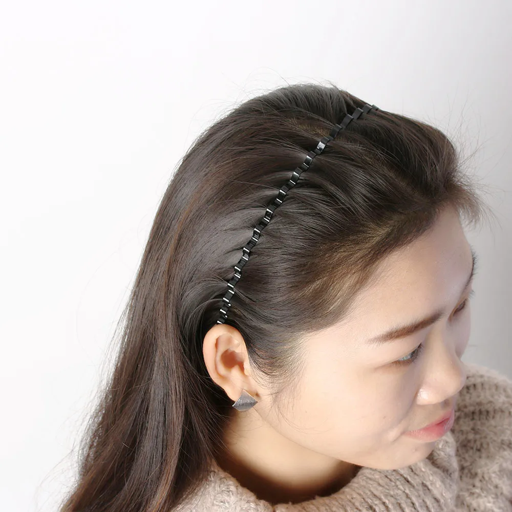 2PCS Unisex Black Wavy Hair Hoop Band Men Women Sport Hair