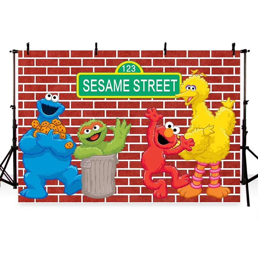 

MEHOFOTO 7x5ft Elmo World Bricks red Wall Sesame Street Birthday Party Custom Photography Studio Background Backdrop