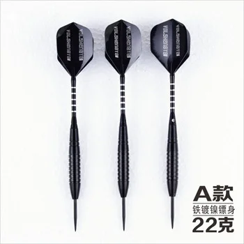 

3 Pcs/Set 22g Professional Steel Black Nickel Darts Set Black Flights ClePPon