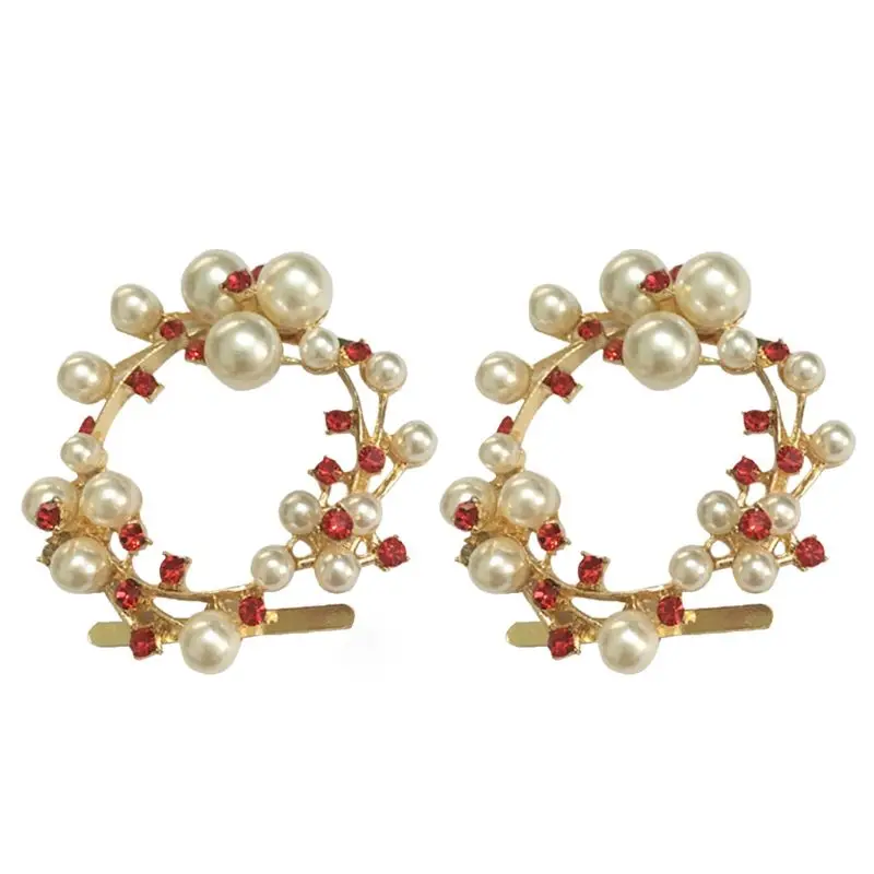 

Shoe Clip Rhinestone Red White Glittering Pearl Floral Exquisite Luxury Clips Wedding High Heel Decoration Buckle Fashion DIY