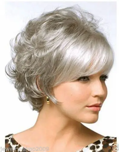 

New Grey Curly Wigs Short Hair Wigs Women's Fashion Wig