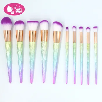 

2018 New Arrival 10 pcs Diamond Makeup Brushes sets Pro Lady Counter Powder Foundation Eyebrow Eyeliner Brushes kit Beauty Tools