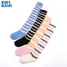 4-8 years 15-19 CM Kid’ Basic Children’s Kids Fashion Princess Stripped Pile Knee High Middle Tube Cotton Socks for all seasons