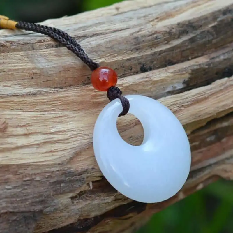 

Natural Chinese A Grade White Jadeite Nephrite Necklace Pendant