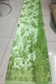 

Green african swiss voile lace high quality mesh lace L2344 free shipping african french lace fabric Glitter 5yards/piece