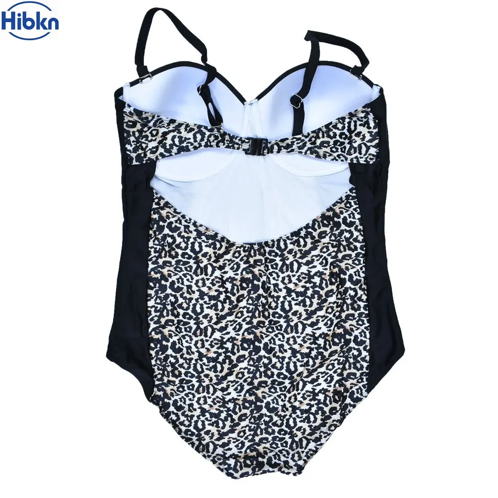 Hibkn leopard underwireone купальник размера плюс Push up с леопардовым принтом монокини