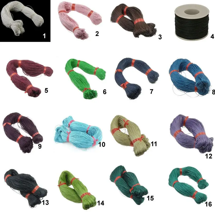 

16 Colours 1mm Waxed Cotton Cord For Vintage Necklaces Bracelet Handcraft Accessories Jewelry Findings 400 M DIY H229