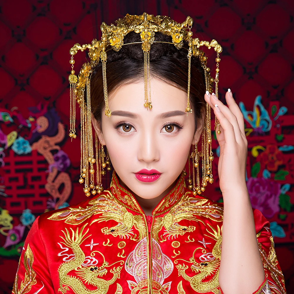 Vintage Cina Tradisional Pernikahan Rambut Perhiasan Emas Vintage Cina Tradisional Pernikahan Rambut Perhiasan Emas