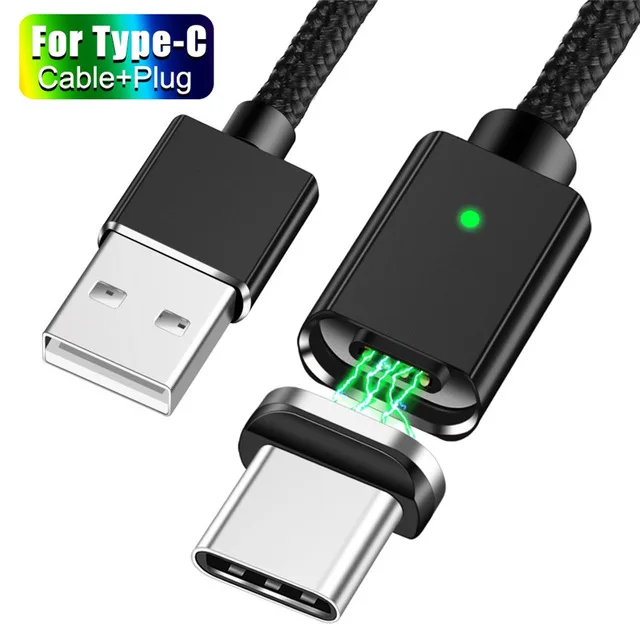 Магнитный кабель Micro usb type C адаптер для быстрой зарядки телефона type-C магнитное зарядное устройство USB C для iphone xiaomi samsung кабель Microusb - Цвет: Black Type C Cable