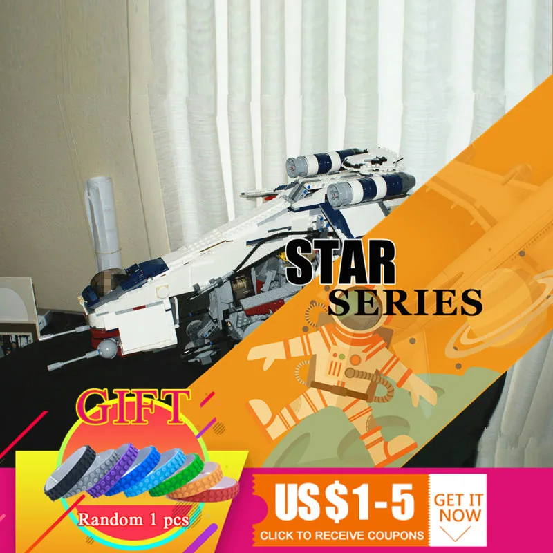 

05053 1788Pcs Star Space Series Wars The Republic Toys Dropship Set Building Blocks Bricks Children Toys compatible 10195 lepin