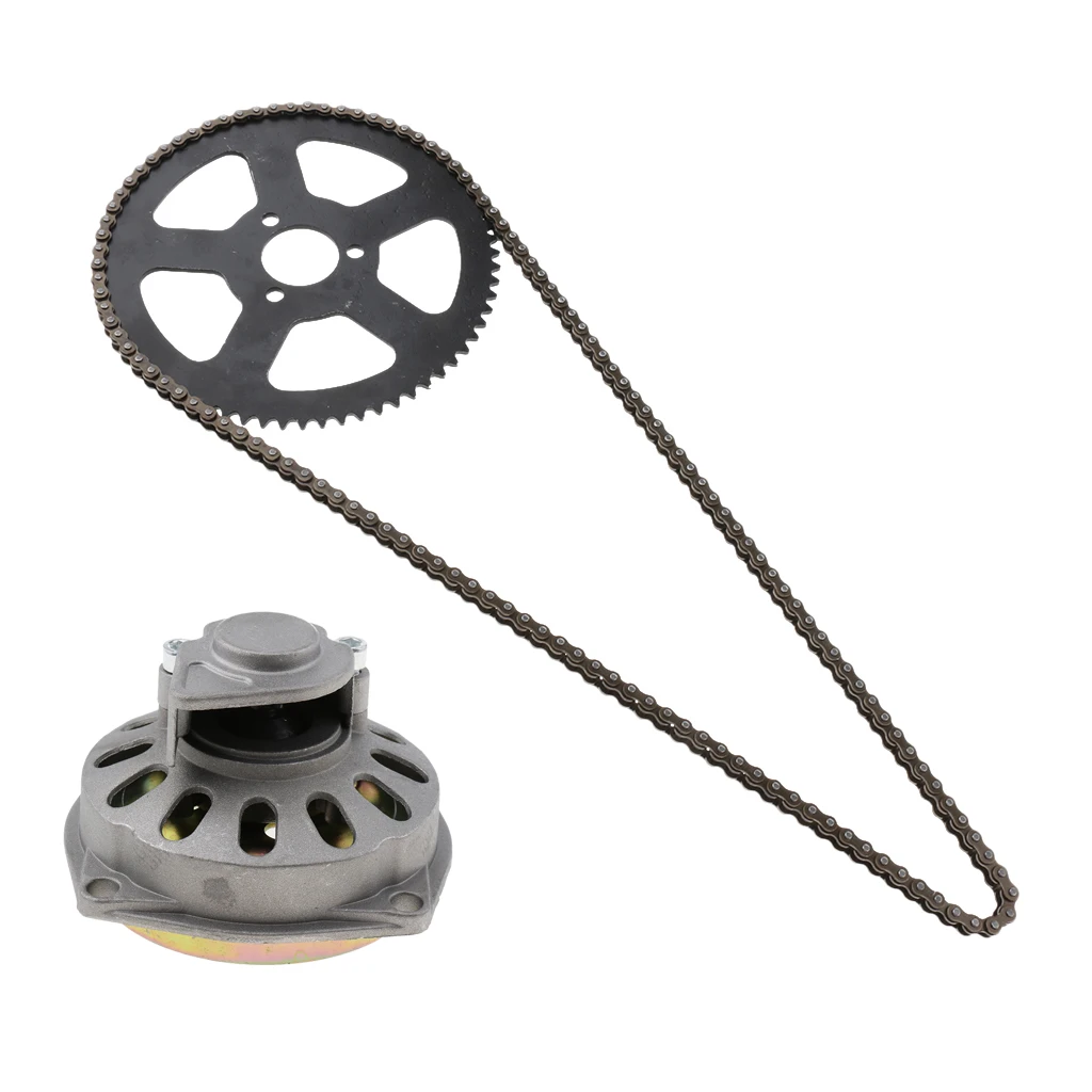 Universal Heavy Duty 68T Rear Chain Sprocket 68 Links Chain+ Clutch Bell Housing Drum Gear Box For 49cc Mini Motor Dirt Bike