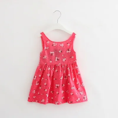 VIDMID baby girls sleeveless flowers dresses for girls summer cotton Princess clothing kids girls short sleeve clothes kids - Цвет: as photo