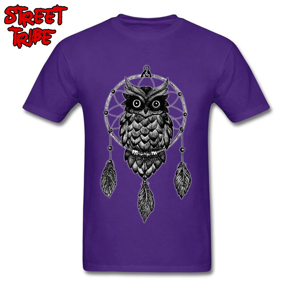 Dream Catcher Owl All Cotton Men Short Sleeve Tops Tees Summer Summer Autumn T-Shirt Design Tops T Shirt Hip Hop Crewneck Dream Catcher Owl purple