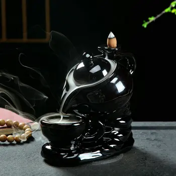 

Creative Teapot Ceramic Smoke Backflow Incense Tower Burner Holder + 10 Cones