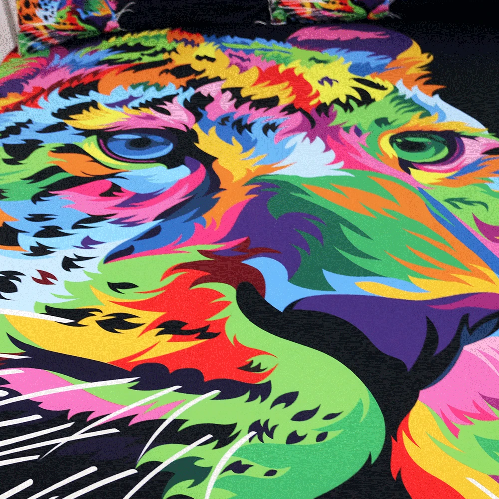 Ceny Szybki i skoncentrowany gepard przez Weer powłoczki Leopard kołdra pokrywa kolorowy dziki dom dla zwierząt tekstylia akwarela pościel 3 sztuk