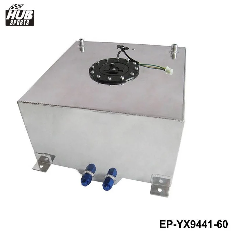 Hubsports - 60L POLISHED ALUMINUM RACING/DRIFT/STREET FUEL CELL GAS TANK+LEVEL SENDER HU-YX9441-60