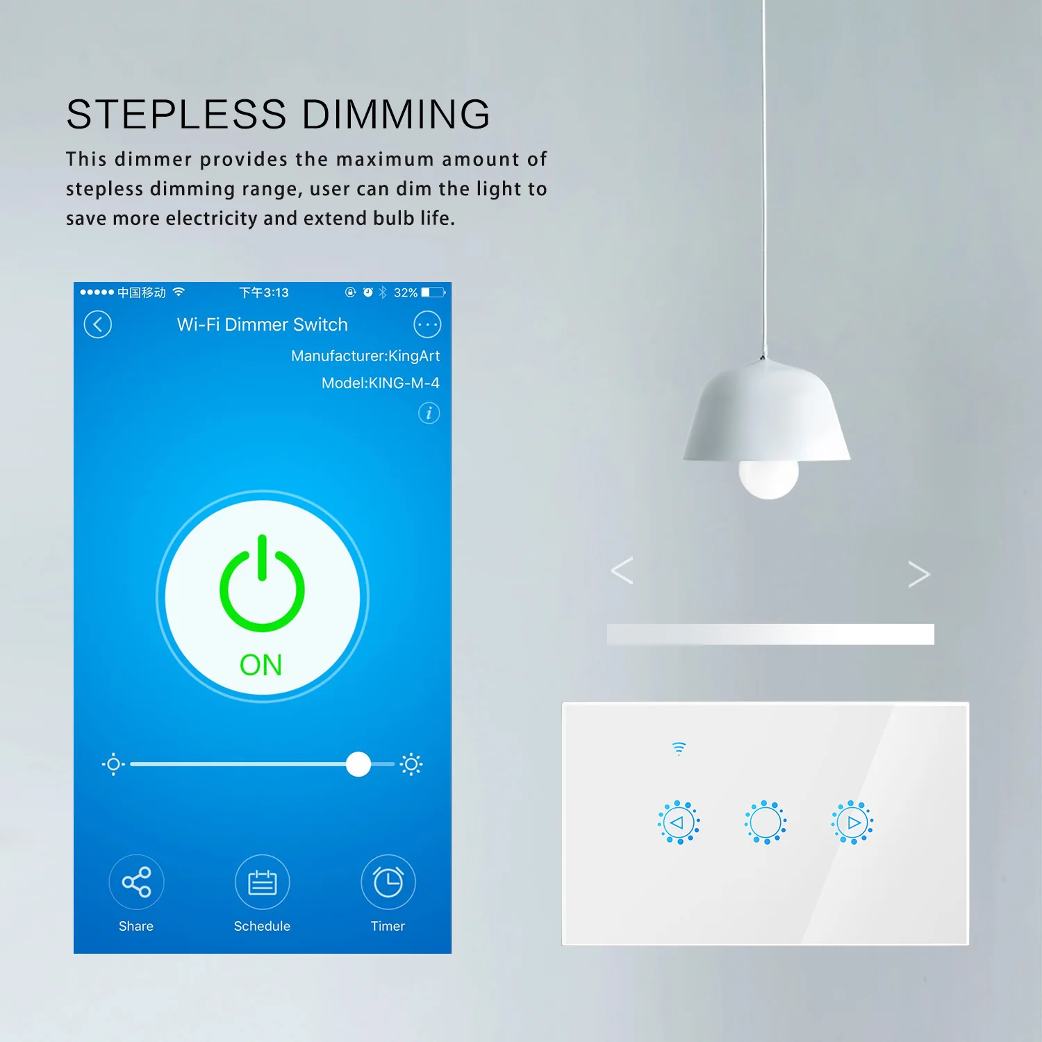 2pcs Smart Light Dimmer Switch US Standard In Wall Touch Control WiFi