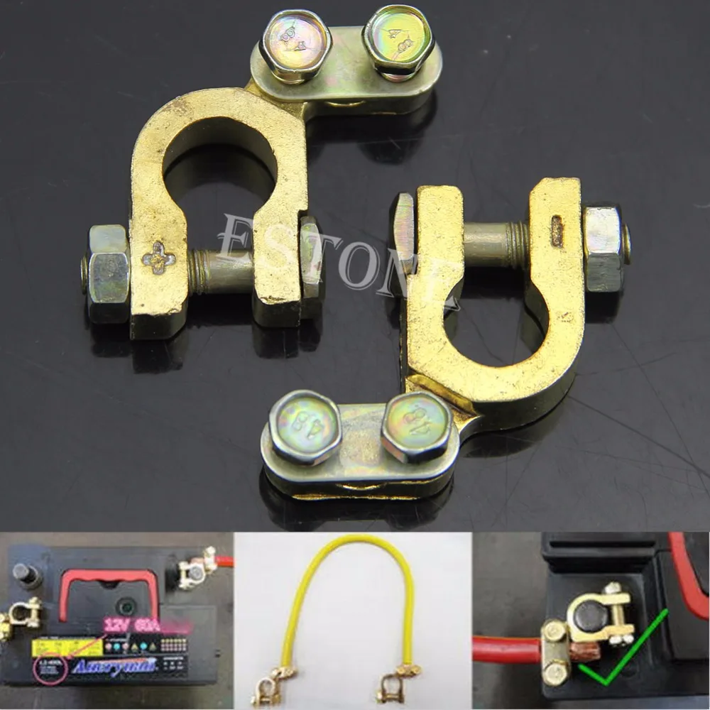 

2019 New 2Pcs Durable Replacement Auto Car Battery Terminal Clamp Clips Brass Connector