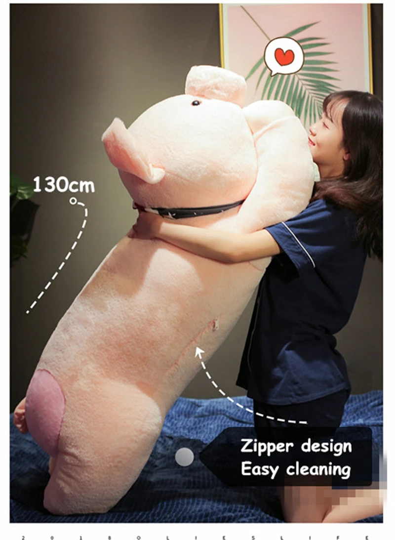 Dorimytrader 2019 New Kawaii Fat Pig Plush Toy Giant Funny Animal Pigs Toy Animals Pillow Cute Girl Holding Sleeping Pillows 90cm 110cm 130cm DY50544 (7)