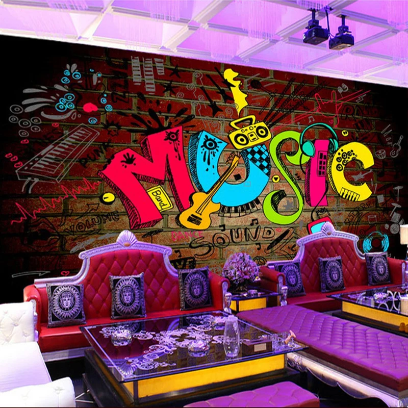 Ktv Bar Cafe Fashion Music Symbol Backdrop Wallpaper 3d Mural