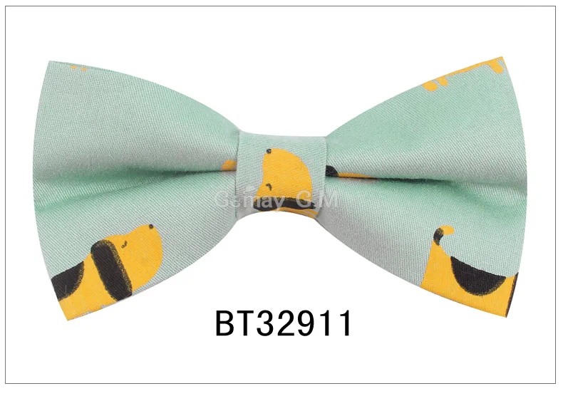 Хлопковые мужские повседневные рубашки с животным галстуком-бабочкой, галстуки-бабочки для мужчин и женщин, галстуки-бабочки для взрослых с мультяшным принтом, галстуки-бабочки, свадебные галстуки-бабочки - Цвет: BT32911