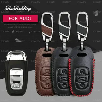 

KUKAKEY Remote Smart Car Key Case For Audi B6 B7 B8 A4 A5 A6 A7 A8 Q5 Q7 R8 TT S5 S6 S7 S8 SQ5 Leather Keychain Key Holder Cover