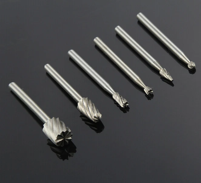 6 Pieces/Set 1/8" HSS Routing Router Drill Bits Dremel Carbide Rotary