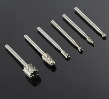 

6 Pieces/Set 1/8" HSS Routing Router Drill Bits Dremel Carbide Rotary Burrs Tools for Wood Stone Metal Root Carving