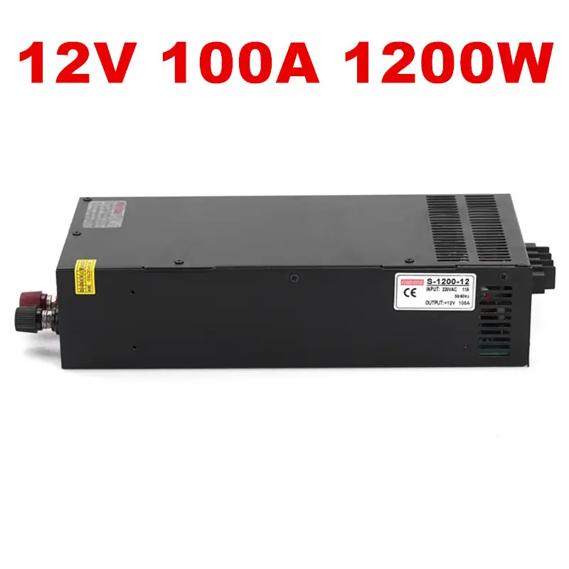 

1PCS 1200W 12V Power Supply 12V 100A AC-DC High-Power PSU 1200W S-1200-12 LED Driver CCTV 110/220VAC