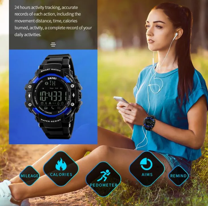 fitness watches for women SKMEI Smart Watch For Apple Android Women Sports Watches Bluetooth Pedometer Camera Smartwatch Waterproof Wristwatches men's water resistant watches