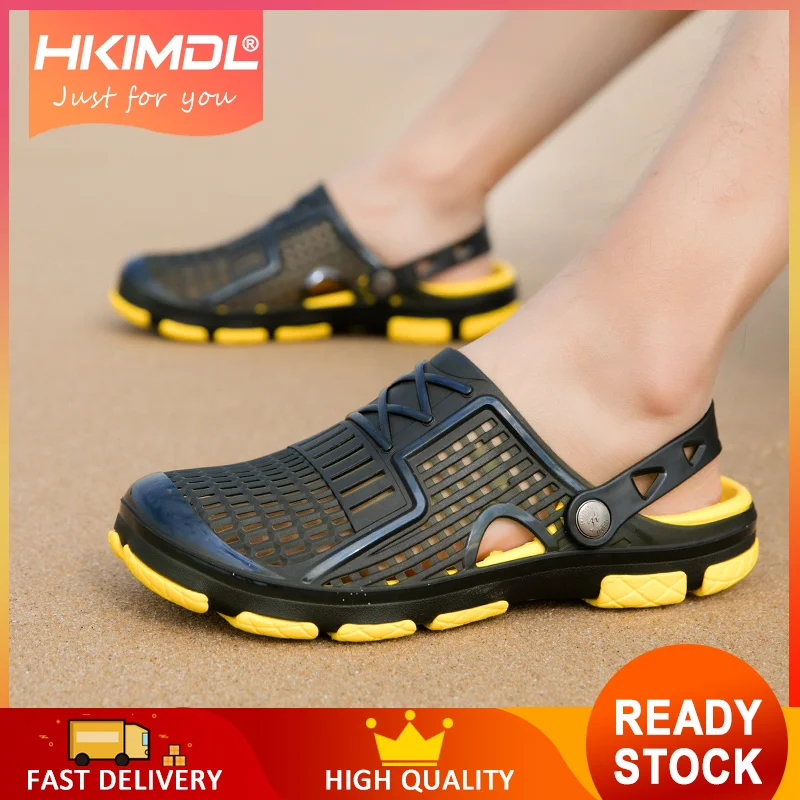 

HKIMDL 2019 Rubber Bottom Men Sandals Gladiator Closed Toe Beach Summer Shoes Light Soft Outdoor Anti-Slip Men Casual Shoes